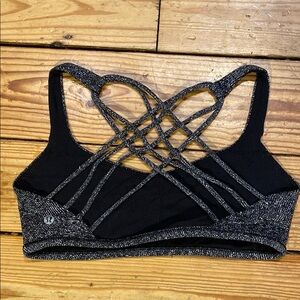 lululemon athletica Black and Gray Free To Be Wild Sports Bra, Sz 8